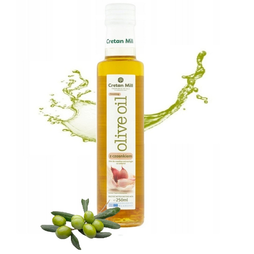 Oliwa Extra Virgin z greckiej wyspy Kreta Cretan czosnkowa 250ml